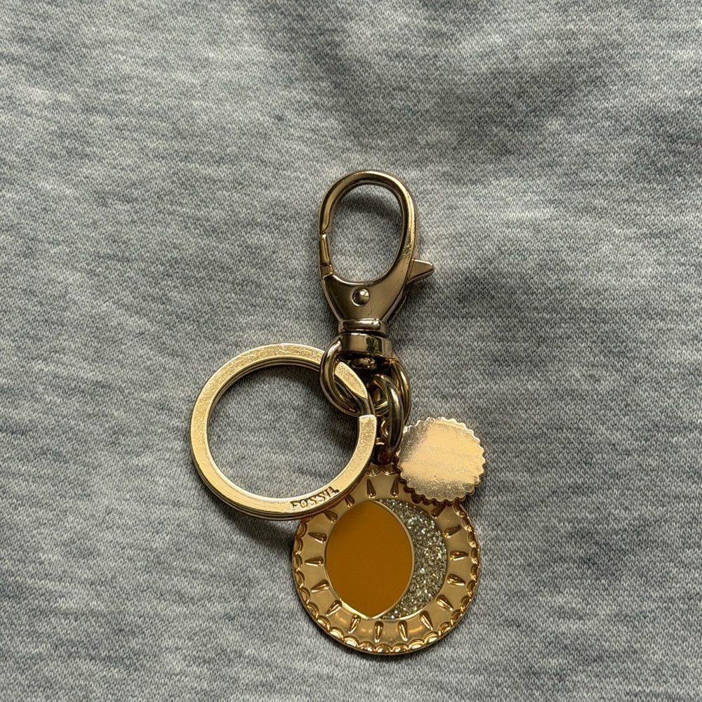 Fossil Gold Keychain with Charm
